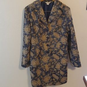 Vintage Coat Shiny Slate Grey and Gold Sz XL